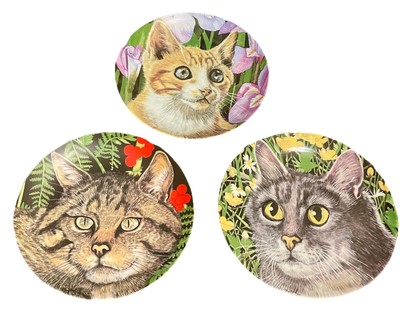 Kaiser W Germany Cat / Kitty 7.75'' Porcelain Decor Hanging Plate  set of 3 