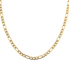 HZMAN Men Women 24k Real Gold Plated Figaro Chain Stainless 18in, 5mm