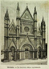1891=ORVIETO,FACCIATA CATTEDRALE=UMBRIA ITALIA.Xilo+Passepartout.Etna.Premoli