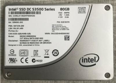 INTEL S3500 80GB SSD Solid State Drive SATA 6Gb/s Series SSDSC2BB080G4 AMPS VDC