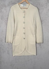 ANN TJIAN KENAR Vintage 80s Coat Size Small Beige Wool