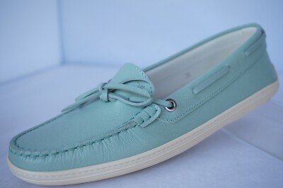 New Tod's Women's Shoes Flats Size 38 Green Moccasin