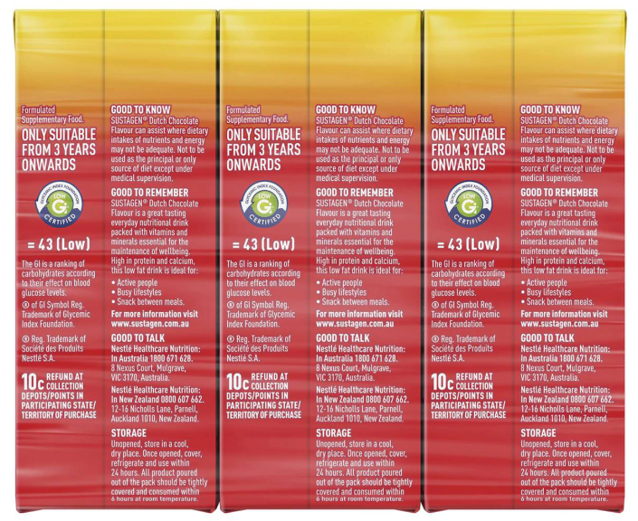 Sustagen High Protein Drink Dutch Chocolate 2 x 3pk 250mL Free & Fast