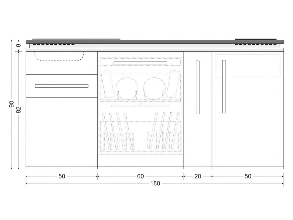 Stengel Miniküche MPGG 180 A, GeKGl mit Kühlschrank und Geschirrspüler groß - Bild 3 von 4