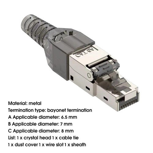 1 Set Shielded Crystal Heads Pressure-free Signal Transfer 6a/7/8 Gigabit - Afbeelding 6 van 12