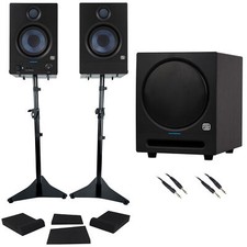 Pair Eris 4.5BT 2nd Gen 4.5" Studio Monitors w/Bluetooth Stands 8" Subwoofer