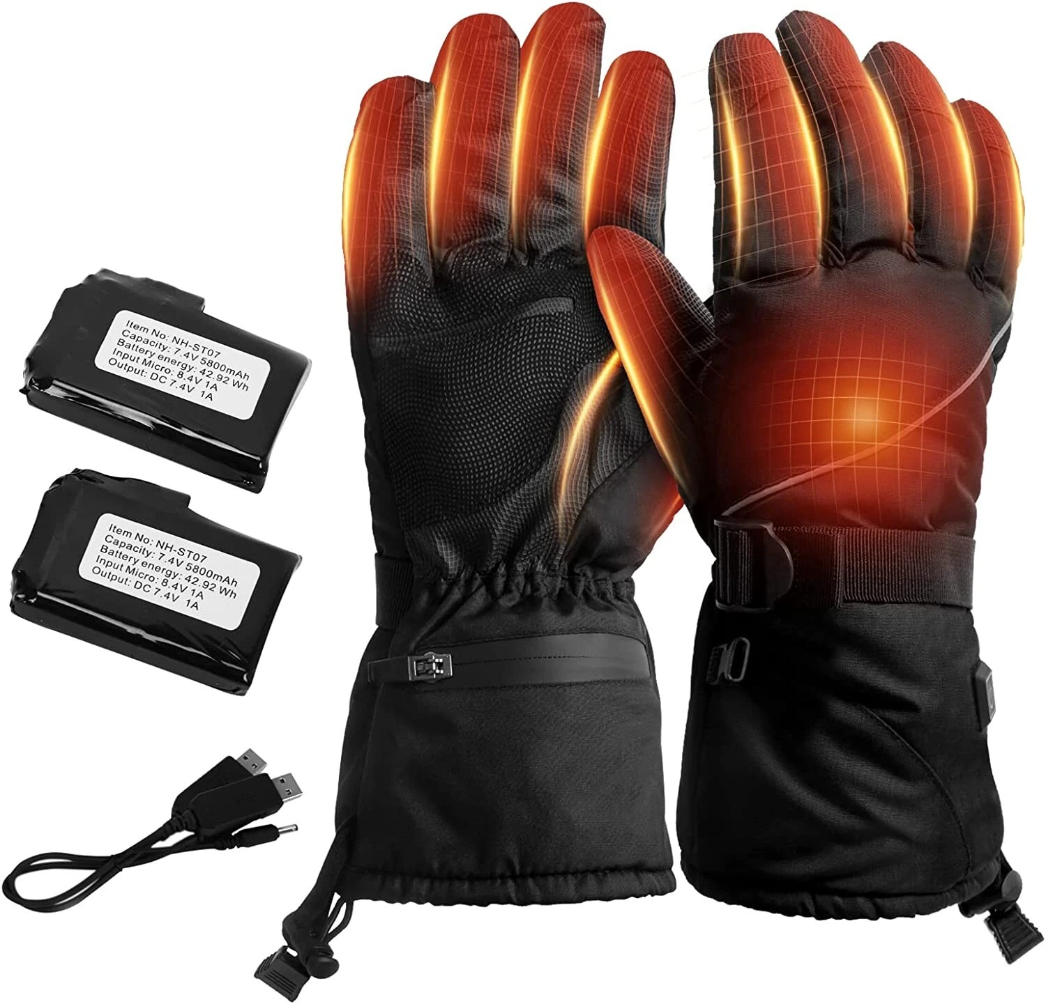 Rechargeable Heated Gloves, 5800mAh Electric Heating Gloves, ONE SIZE