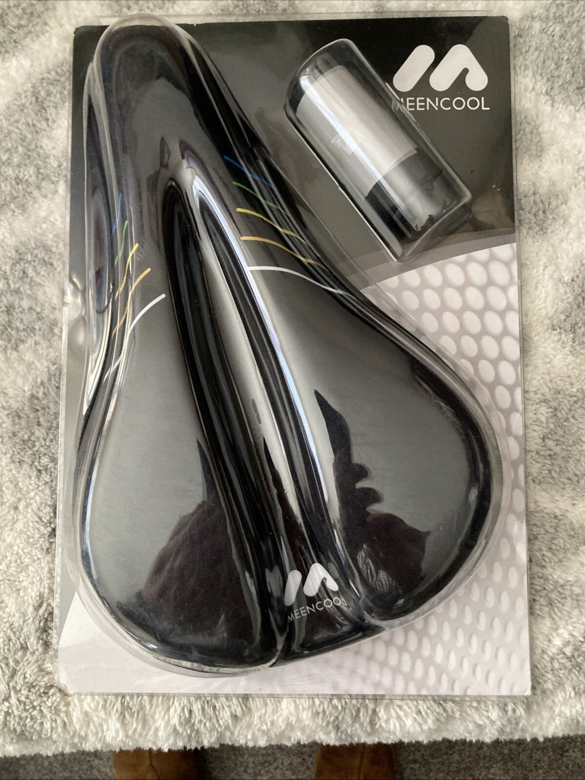 Meencool Padded Gel Bike Seat Cover Multi Strip Black NEW