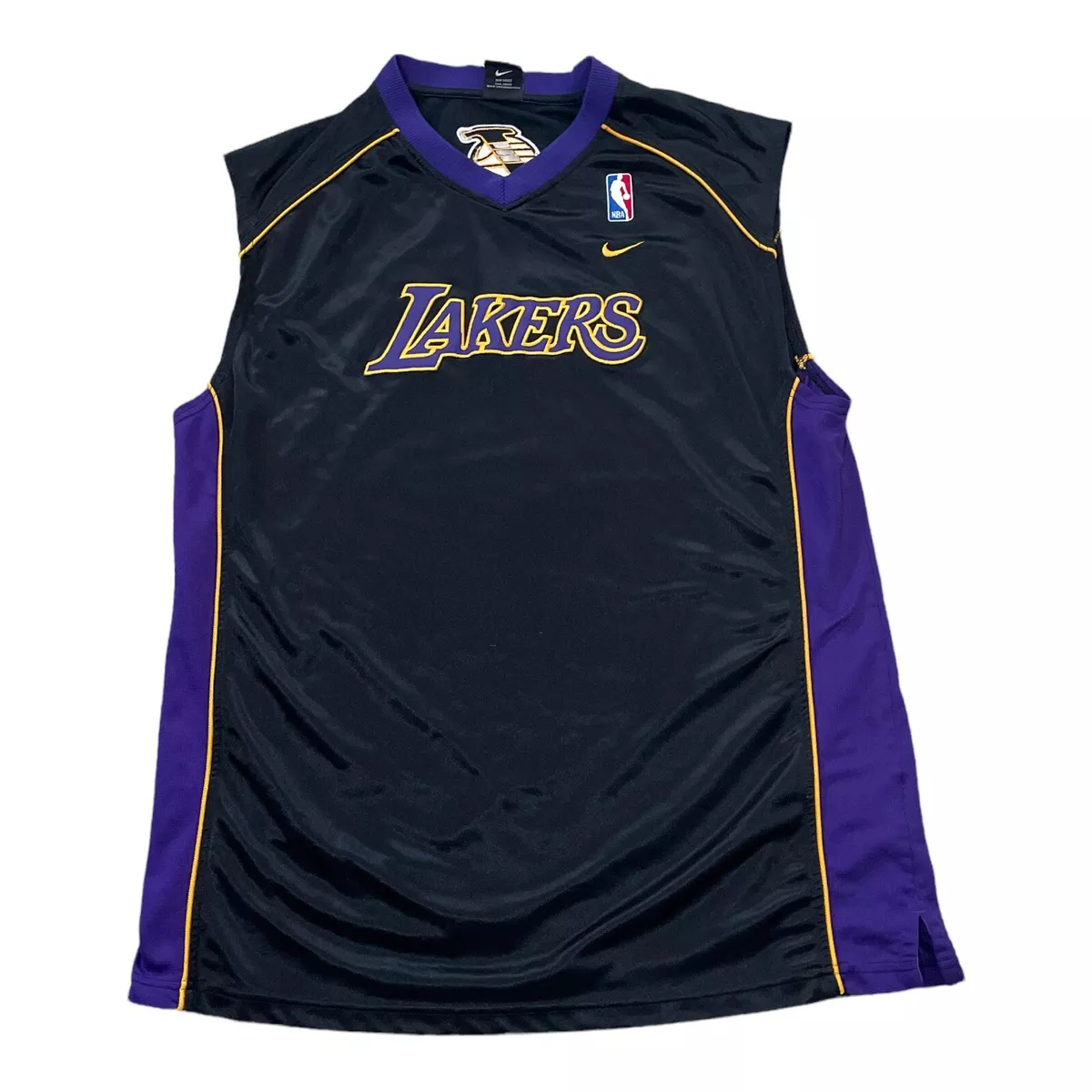 Nike TEAM NBA Los Angeles Lakers Jersey Size L Mens Black Stitch Practice  56323