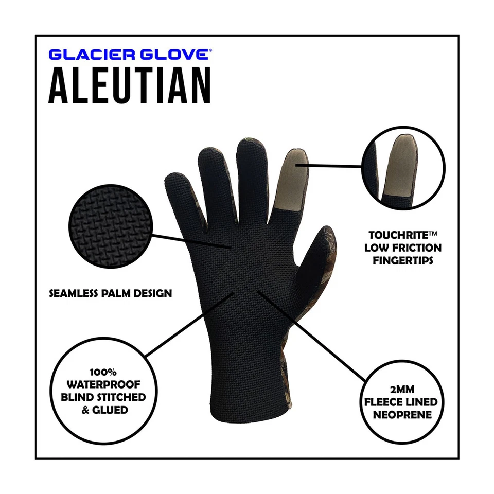 GLACIER GLOVE Aleutian 817MA Full-Fingered Waterproof Camo Hunting Gloves, Sizes - Image 3 of 4