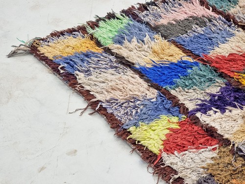 Moroccan Handmade Vintage Rug 3'1x8'7 Berber Geometric Multicolor Cotton Carpet - Picture 6 of 12
