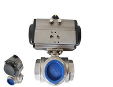 2'' Pneumatic Actuated Ball Valve Double-acting 3Way Ball Valve Actuator 1000psi