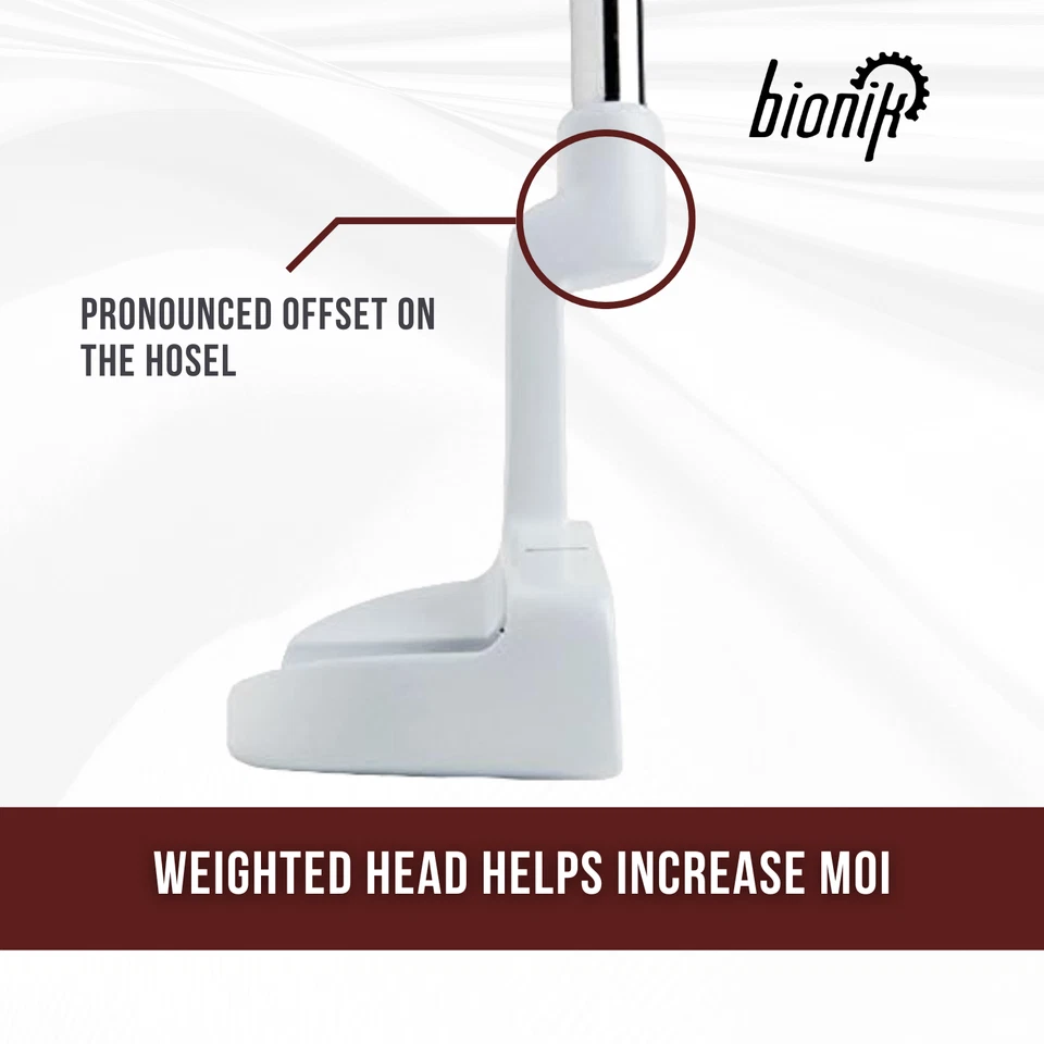 Bionik 105 White Golf Putter Right Hand Semi Mallet Style 38" XL Big & Tall Men - Image 4 of 4