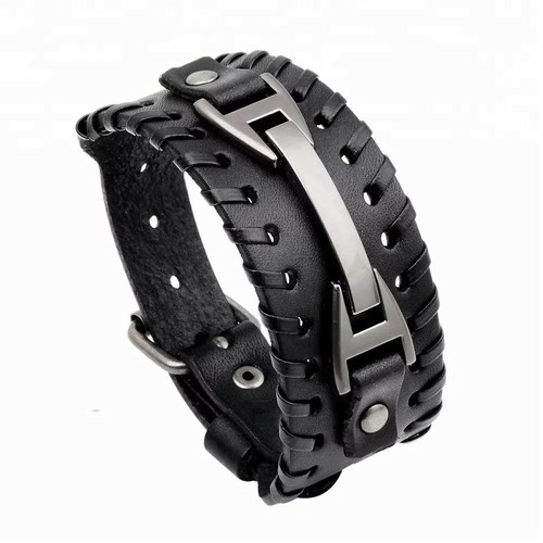 Manschette Leder Armbänder verstellbar Armband Halsteil Armreif für Männer Frauen Schnalle - Bild 2 von 8