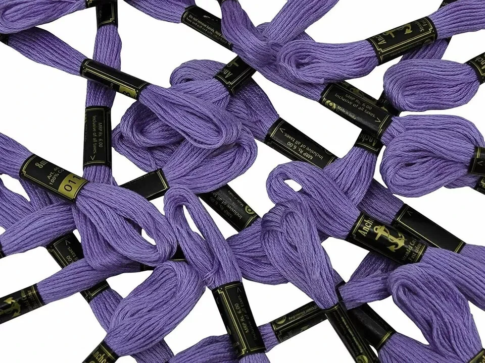 Hilos de anclaje punto de cruz hilo de algodón trenzado coser bordado a mano púrpura Foto 4 de 4