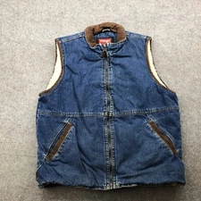 Vintage Wrangler Vest Mens Medium Denim Jean Trucker Full Zip Sherpa Lined