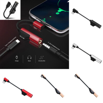 2in1 USB-C Type C Adapter Port to 3.5MM Aux Audio Jack Earphone Headphone Cable/