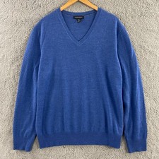 Banana Republic Extra Fine Merino Wool V-Neck Sweater Men 2XL Blue 100 Pullover