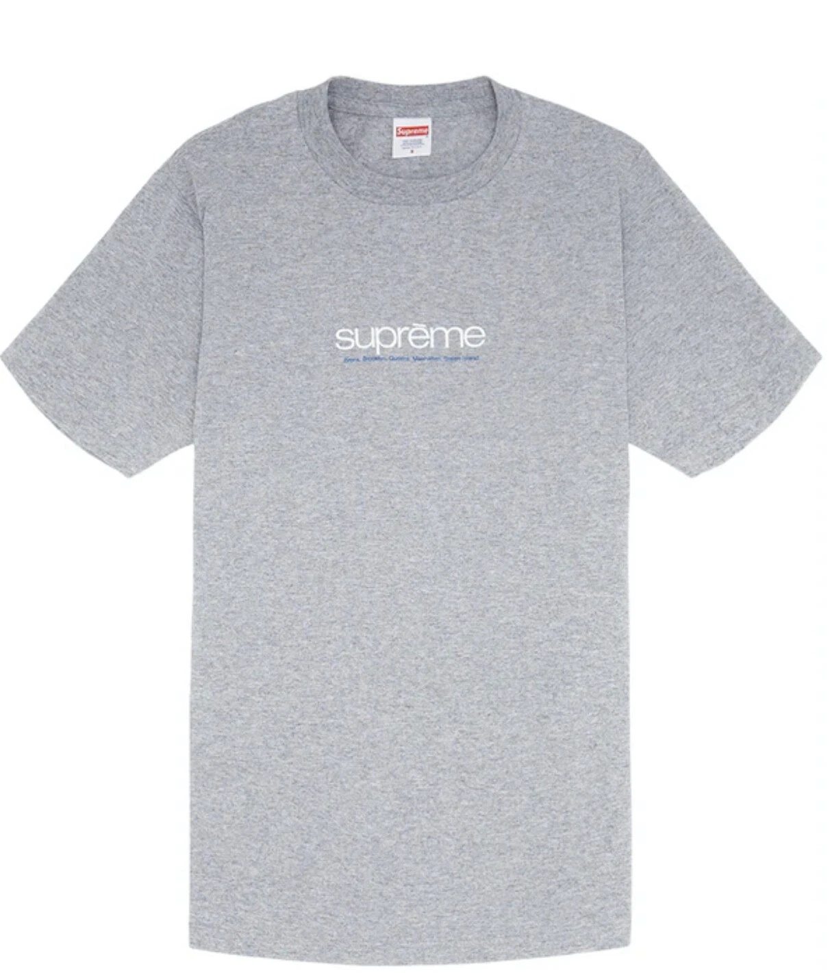 tshirt suprême 5 arrondissements couleur gris bruyère taille grand neuf jamais ouvert.