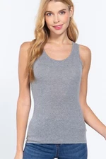 Round Neck Racerback Ribbed Tank Top Soft Stretch Thin Cotton Fitted Sleeveless