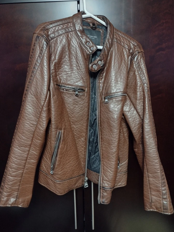 Andrew Marc New York Men's Brown Faux Leather Jacket Size M. Excellent Condition - Image 2 of 4