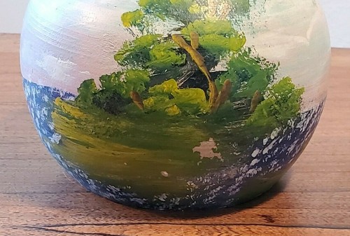 Vintage Antik San Juan Kunstkeramik "The Alamo" Handbemalt Blume Frosch Halter - Bild 7 von 10