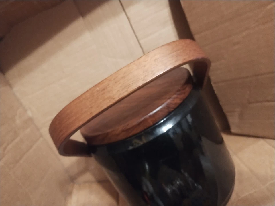 Cubo de hielo negro de teca mediados de siglo moderno Georges Briard vintage MCM DE COLECCIÓN Foto 3 de 4