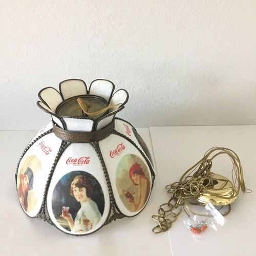 Vintage Coca Cola 14” Hanging Light Women Photo Design