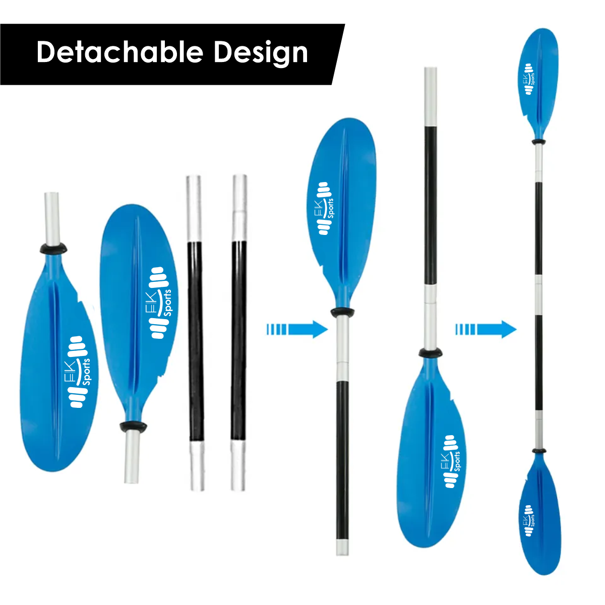 Boat Oars Kayak Paddles Detachable Aluminum Alloy for Dinghy Canoe Raft