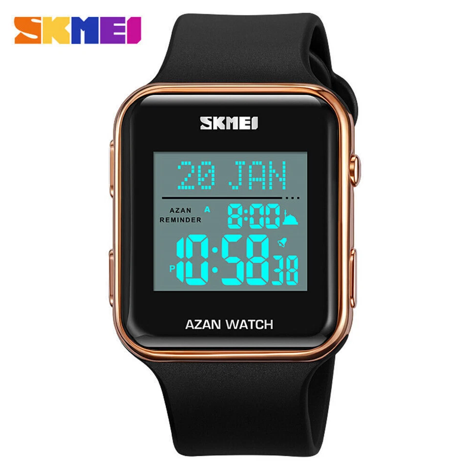 SKMEI Men Square Watch Qibla Time Reminder Wristwatch Muslim Azan Prayer Watch - Image 2 of 4