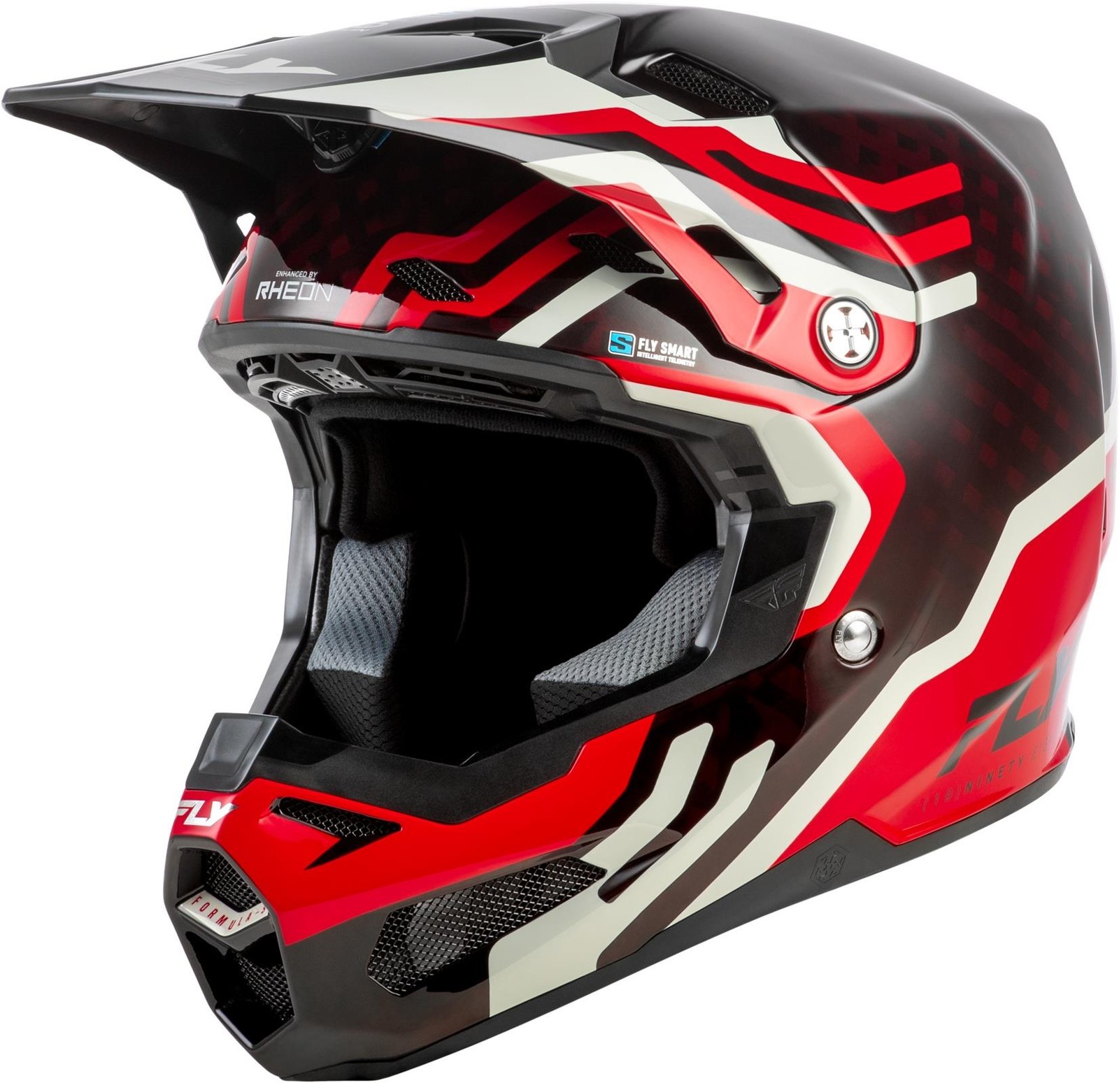 Fly Racing Formula S Byte Carbon Helmet Red Carbon Red Grey MX Motocross