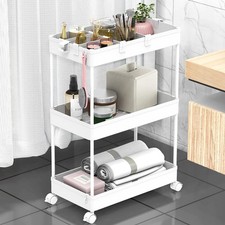 SPACELEAD 3 Tier Rolling Cart with Wheels, Storage Craft Art Trolley White