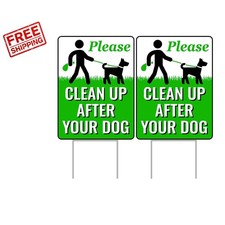 Double-Sided No Poop Lawn Signs - 12x9 Weather-Resistant with H-Stake  2-Pack  