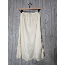 Vintage By Mel-Lin Half Slip Womens L Ivory Lace Trim Side Slit Made in USA