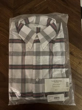$425 Thom Browne White Shirt Plaid L/S Button Down SS16 USA Made Men's Size 2 M