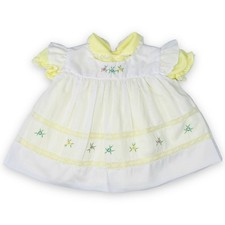 Vintage Baby Girls Sweet 2 Piece Yellow  Floral Ruffle Pinafore Dress 3m / 6m