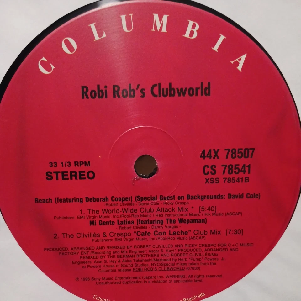 ROBI ROB'S CLUB WORLD DLB LP * 1997  * REACH  * MI GENTE LATINA COLUMBIA  - Image 4 of 4