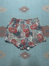Vintage 1950s 60s swim trunks shorts Hawaiian cotton novelty print surf large
