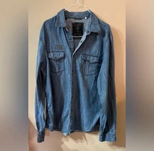 Guess Los Angeles Blue Denim Shirt Button Down Women’s XL 