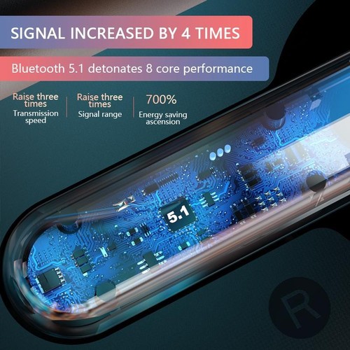 `Mirror BT 5.2 Słuchawki bezprzewodowe ze stereofonicznymi słuchawkami sportowymi LED Waterdic - Zdjęcie 12 z 20