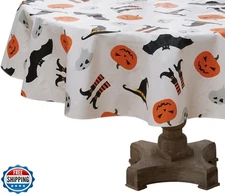 Serafina Home Halloween Vinyl Tablecloth: PEVA Vinyl with Flannel Backing Tab