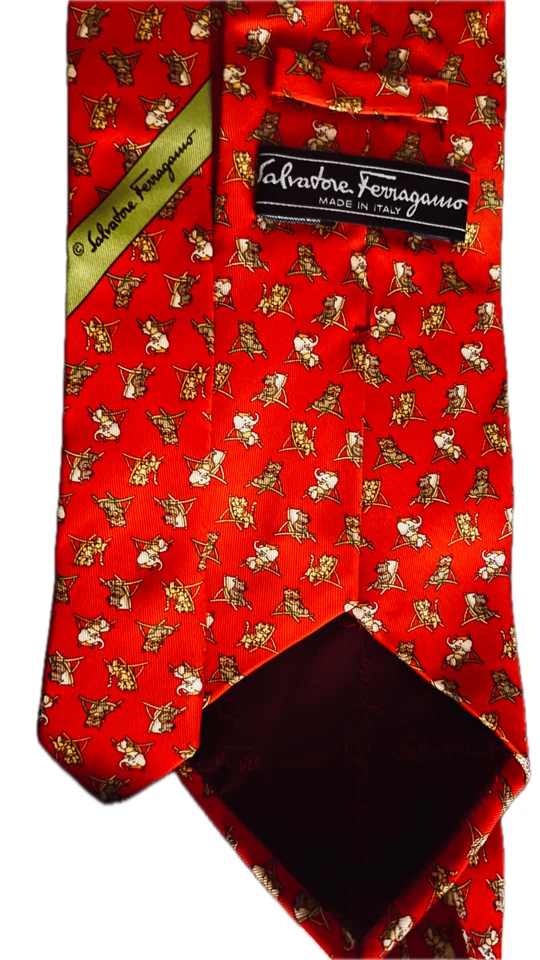 Salvatore Ferragamo мужской подлинный винтажный шелковый галстук - набор из 2 - Изображение 3 из 4