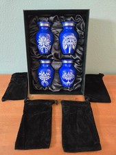 BRAND NEW MINI CREMATION URN SET WITH TREE OF LIFE DESIGN, SET OF 4 BLUE