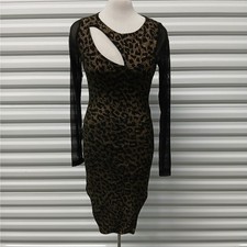 Symphony Womens Bodycon Dress Small Metallic Black Leopard Wedding Party Glam