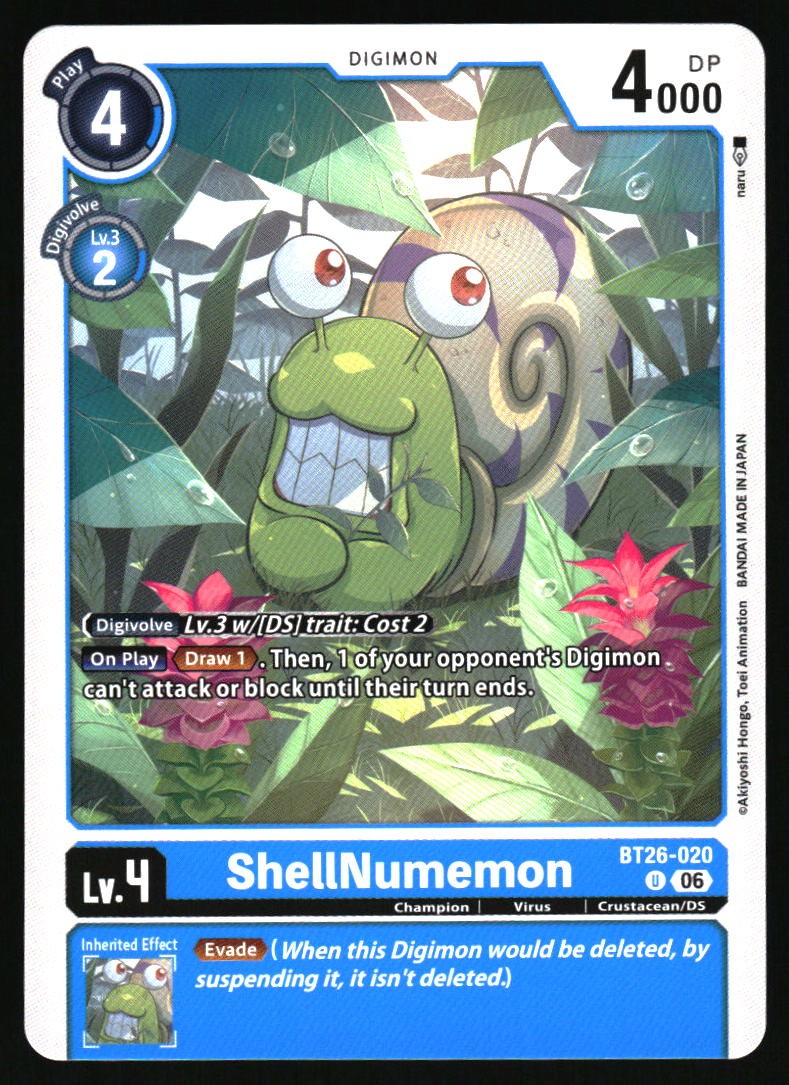 ShellNumemon BT26-020 U Uncommon Timeless Bonds Digimon Near Mint