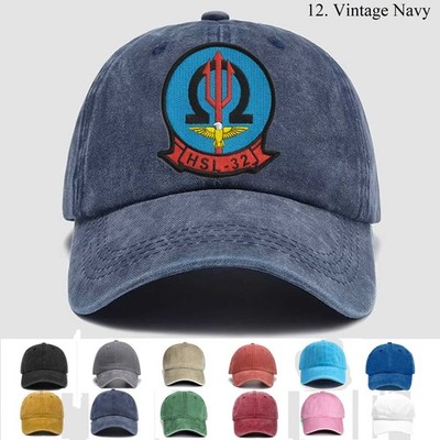 Customized Embroidered Hat Us Naval Helicopter Squadron Hsl-32 Invaders, Gift