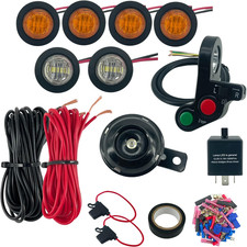 Universal ATV UTV SXS Turn Signal Horn Kit Street Legal Kit Handlebar Thumb Swit