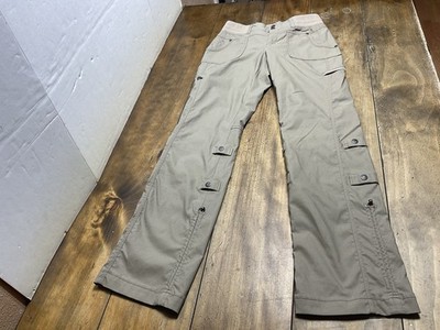 Athleta Womens Cargo Roll-up Workout Straight Pants Beige Stretch Size 2