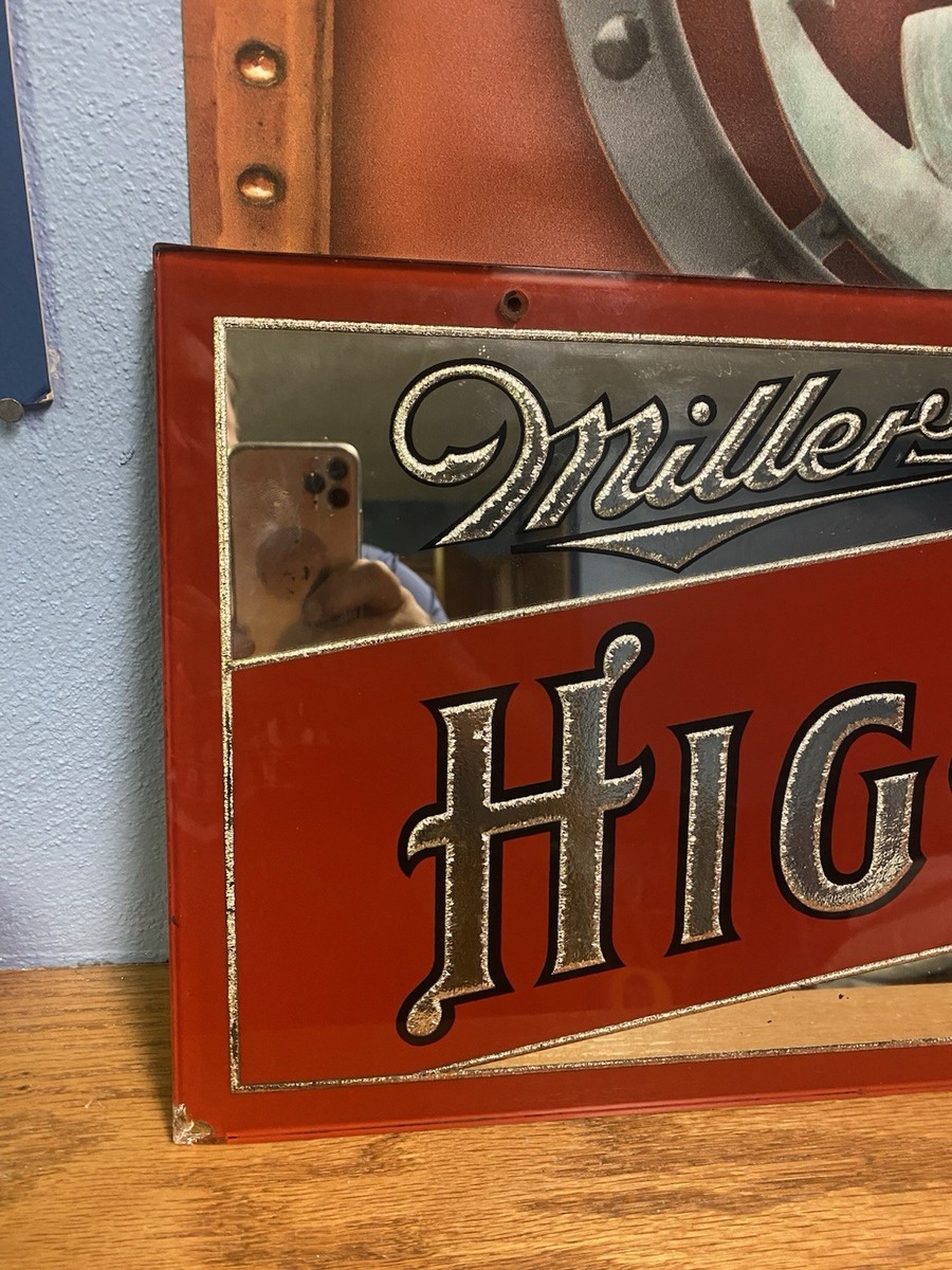 Miller Beer Sign Rare Miller High Life Brewing Reverse On glass