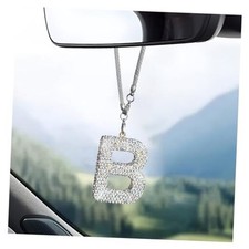 Bling Initial Car Rear View Mirror Ornament, Crystal Sparkling Cute Letter B